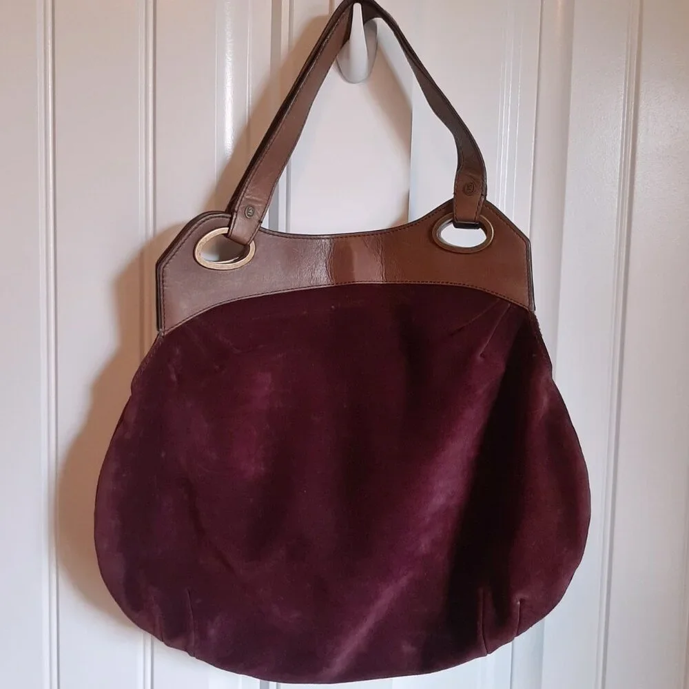 VTG Juicy Couture Y2K Plum Suede & Leather Handbag Purse